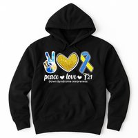 Peace Love T21 Down Syndrome Awareness Ribbon Hoodie