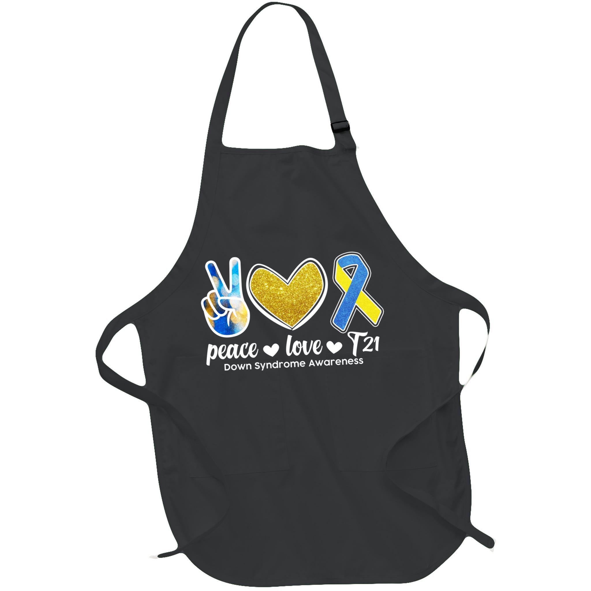 Peace Love T21 Down Syndrome Awareness Ribbon Apron