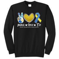 Peace Love T21 Down Syndrome Awareness Ribbon Sweatshirt