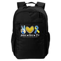 Peace Love T21 Down Syndrome Awareness Ribbon Daily Commute Backpack