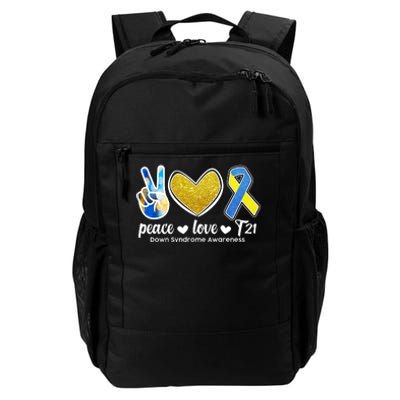 Peace Love T21 Down Syndrome Awareness Ribbon Daily Commute Backpack