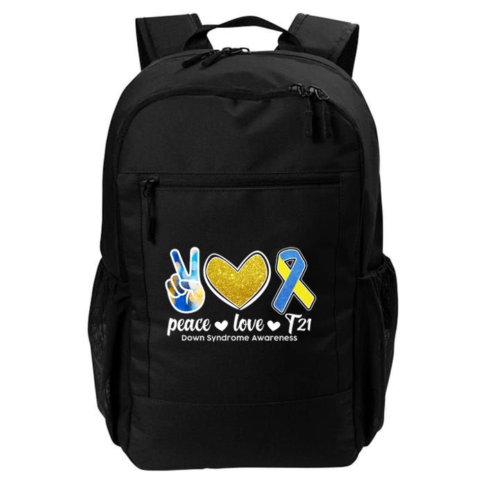 Peace Love T21 Down Syndrome Awareness Ribbon Daily Commute Backpack