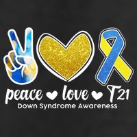 Peace Love T21 Down Syndrome Awareness Ribbon Beanie