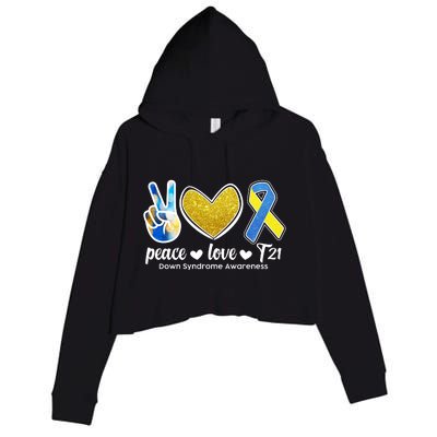 Peace Love T21 Down Syndrome Awareness Ribbon Crop Fleece Hoodie