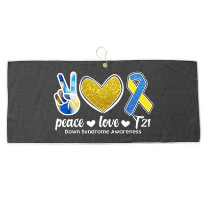 Peace Love T21 Down Syndrome Awareness Ribbon Large Microfiber Waffle Golf Towel