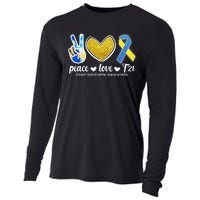 Peace Love T21 Down Syndrome Awareness Ribbon Cooling Performance Long Sleeve Crew