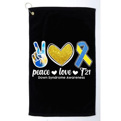 Peace Love T21 Down Syndrome Awareness Ribbon Golf Towel