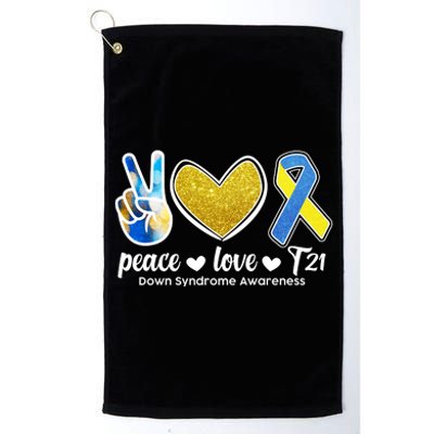 Peace Love T21 Down Syndrome Awareness Ribbon Platinum Collection Golf Towel