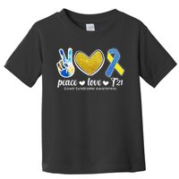 Peace Love T21 Down Syndrome Awareness Ribbon Toddler T-Shirt