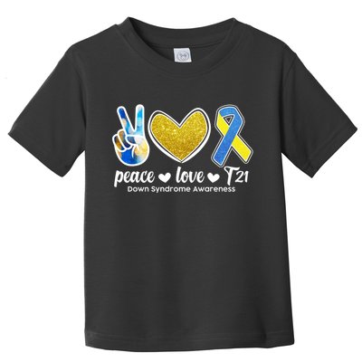 Peace Love T21 Down Syndrome Awareness Ribbon Toddler T-Shirt