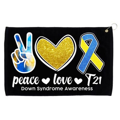 Peace Love T21 Down Syndrome Awareness Ribbon Grommeted Golf Towel