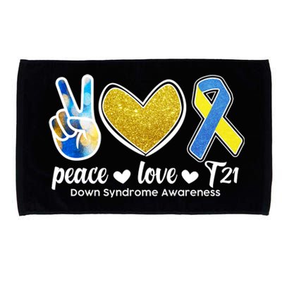 Peace Love T21 Down Syndrome Awareness Ribbon Microfiber Hand Towel