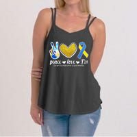 Peace Love T21 Down Syndrome Awareness Ribbon Women's Strappy Tank