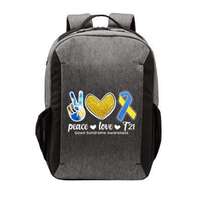 Peace Love T21 Down Syndrome Awareness Ribbon Vector Backpack