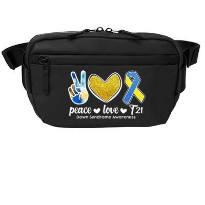 Peace Love T21 Down Syndrome Awareness Ribbon Crossbody Pack