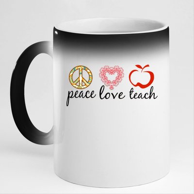 Peace Love Teach 11oz Black Color Changing Mug