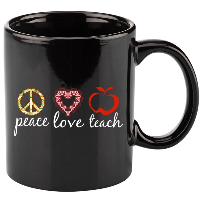 Peace Love Teach 11oz C Handle Ceramic Mug