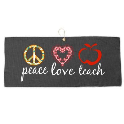 Peace Love Teach Large Microfiber Waffle Golf Towel