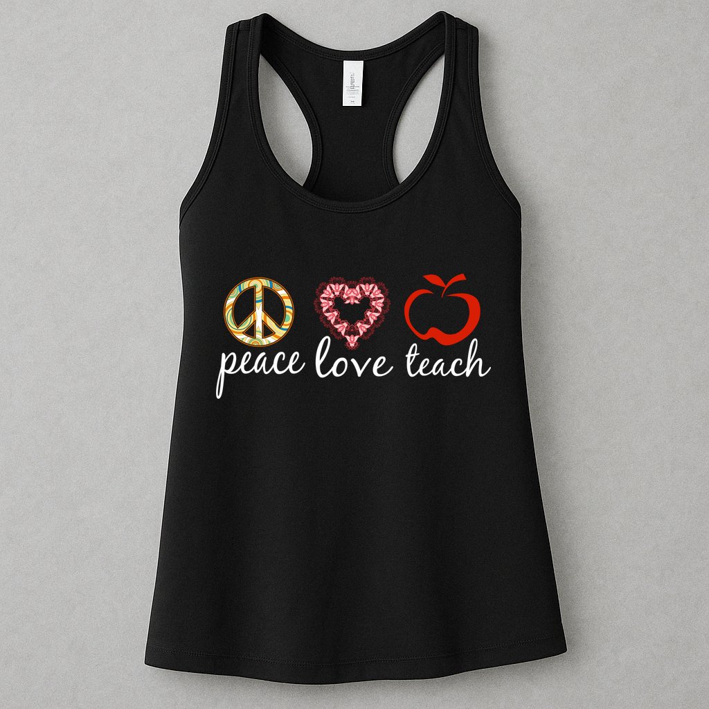 Peace Love Teach Womens Tank Top