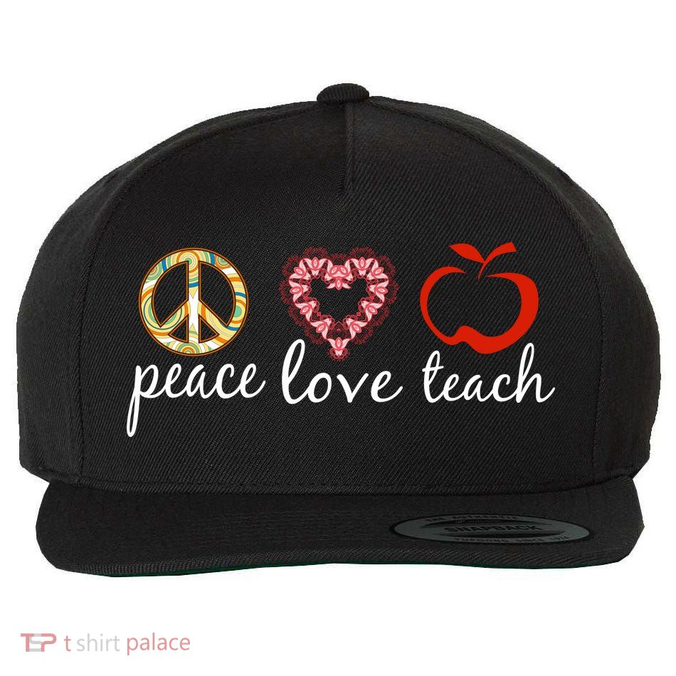 Peace Love Teach Wool Snapback Cap