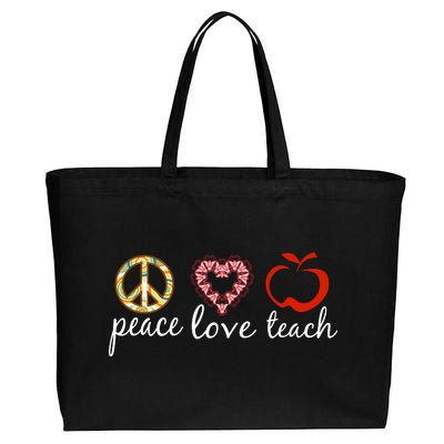 Peace Love Teach Cotton Canvas Jumbo Tote