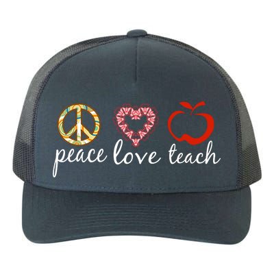 Peace Love Teach Yupoong Adult 5-Panel Trucker Hat