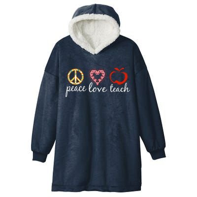 Peace Love Teach Hooded Wearable Blanket