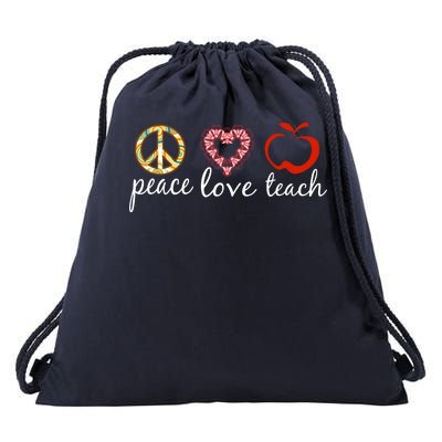 Peace Love Teach Drawstring Bag