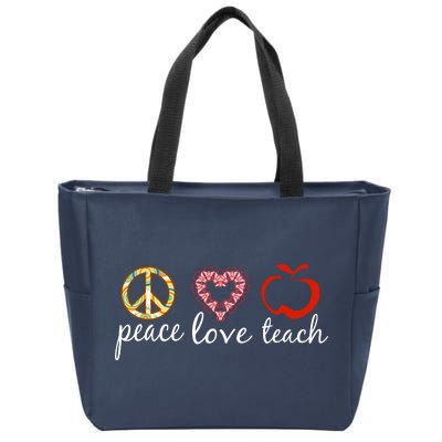 Peace Love Teach Zip Tote Bag