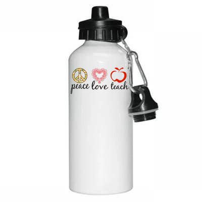 Peace Love Teach Aluminum Water Bottle