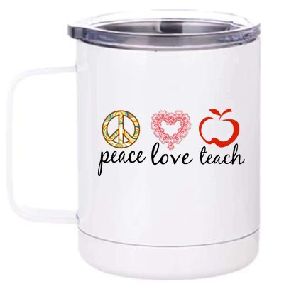 Peace Love Teach 12 oz Stainless Steel Tumbler Cup