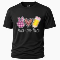 Peace Love Teach Plaid and Leopard Prints Performance Shirt
