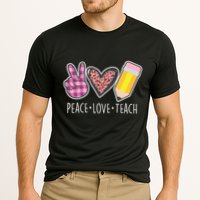 Peace Love Teach Plaid and Leopard Prints Performance Shirt