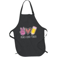 Peace Love Teach Plaid and Leopard Prints Apron