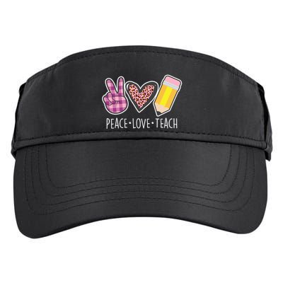 Peace Love Teach Plaid and Leopard Prints Adult Drive Performance Visor