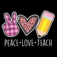 Peace Love Teach Plaid and Leopard Prints 16 in Basic Backpack