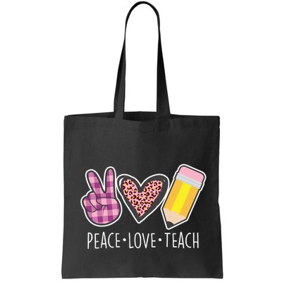 Peace Love Teach Plaid and Leopard Prints Bag