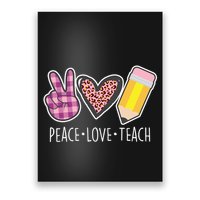 Peace Love Teach Plaid and Leopard Prints Poster