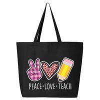 Peace Love Teach Plaid and Leopard Prints 25L Jumbo Tote