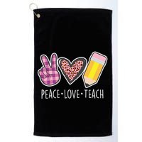 Peace Love Teach Plaid and Leopard Prints Golf Towel