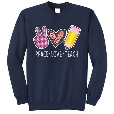 Peace Love Teach Plaid and Leopard Prints Sweatshirt