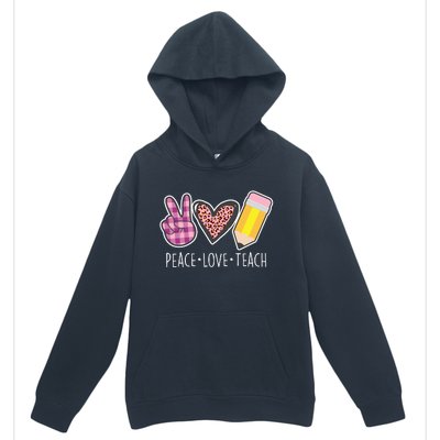 Peace Love Teach Plaid and Leopard Prints Urban Pullover Hoodie