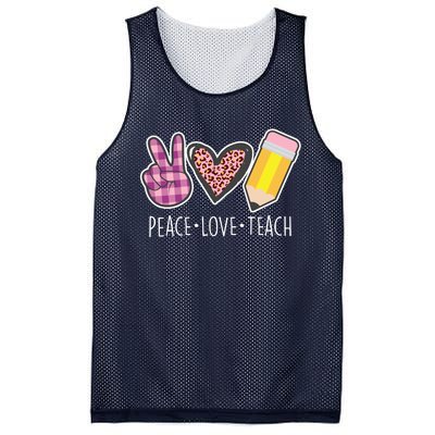 Peace Love Teach Plaid and Leopard Prints Mesh Reversible Basketball Jersey Tank