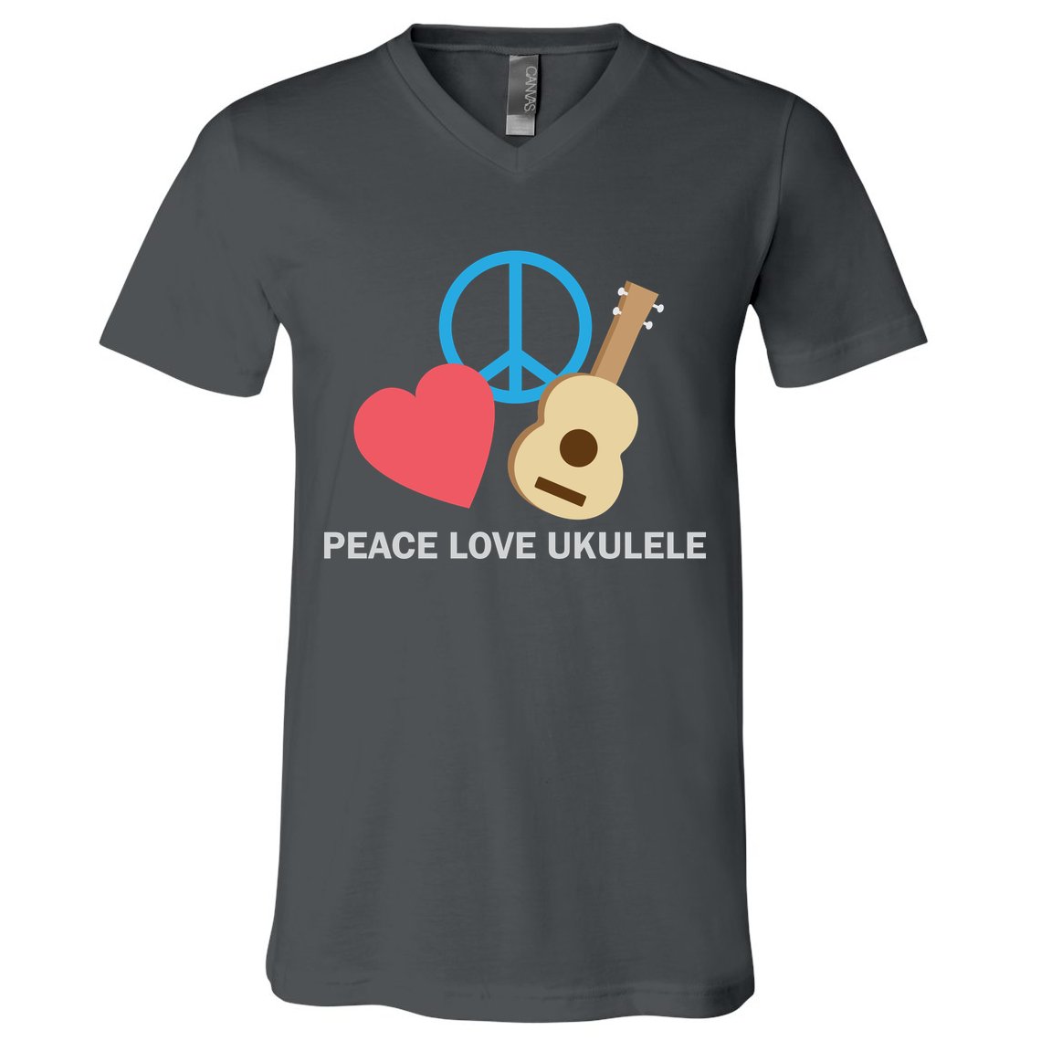 Peace Love Ukulele V-Neck T-Shirt