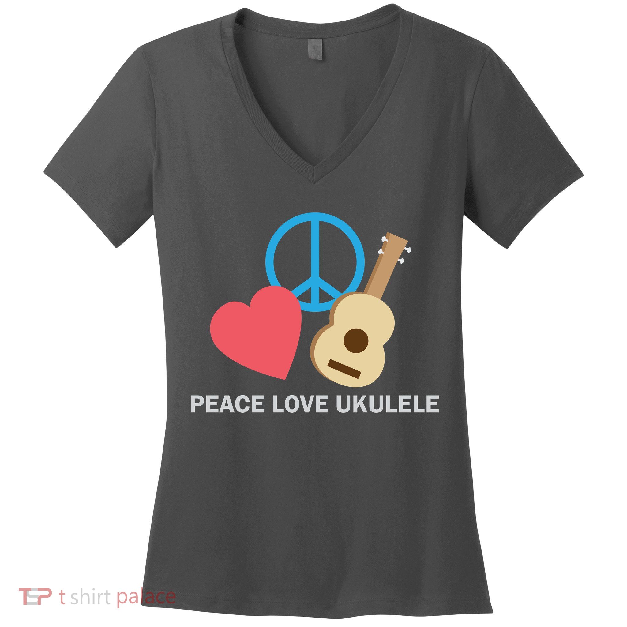 Peace Love Ukulele Women's V-Neck T-Shirt