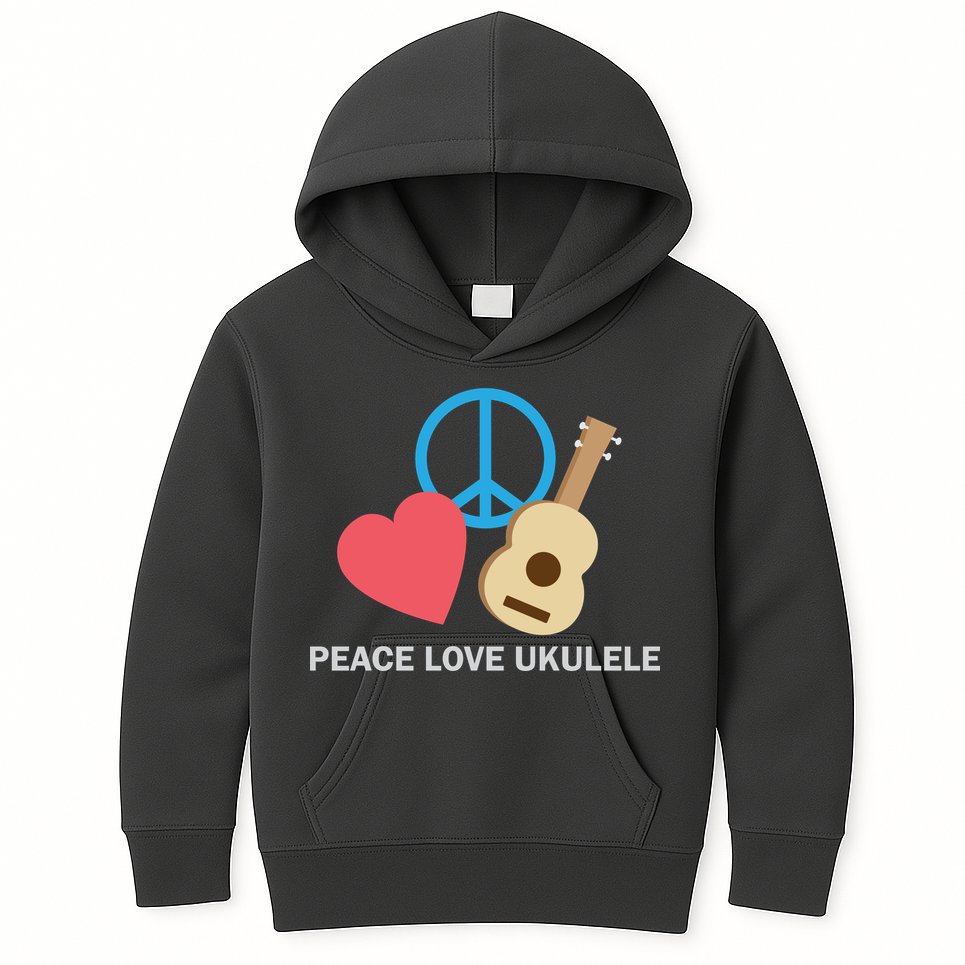Peace Love Ukulele Kids Hoodie