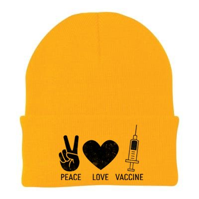 Peace Love Vaccine Shot Knit Cap Winter Beanie