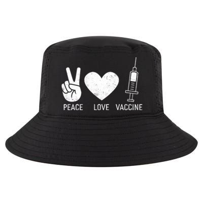 Peace Love Vaccine Shot Cool Comfort Performance Bucket Hat