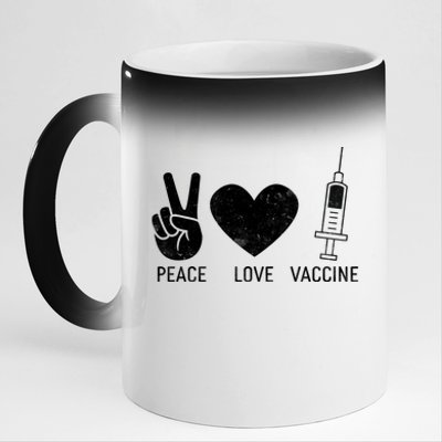 Peace Love Vaccine Shot 11oz Black Color Changing Mug