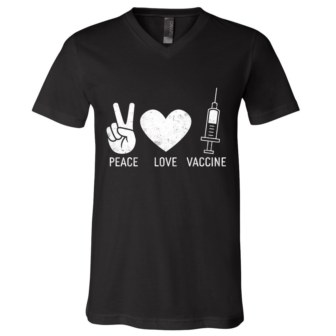 Peace Love Vaccine Shot V-Neck T-Shirt